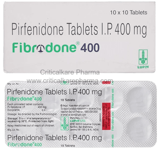 Fibrodone Pirfenidone 400mg Tablets 10's