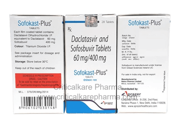Sofokast Plus Daclatasvir 60mg Sofosbuvir 400mg Tablets 28's
