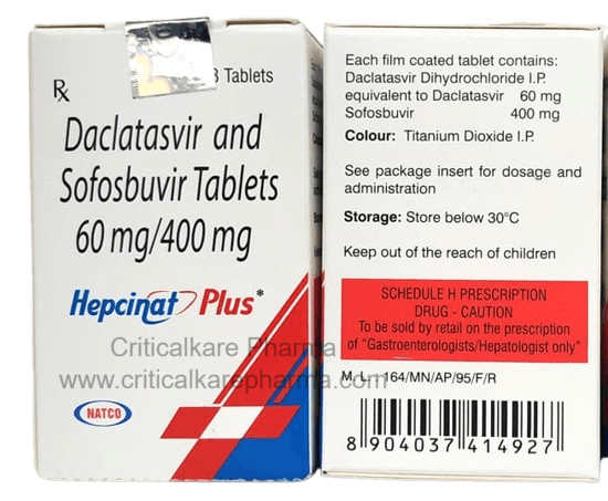 Hepcinat Plus Daclatasvir 60mg Sofosbuvir 400mg Tablets 28's