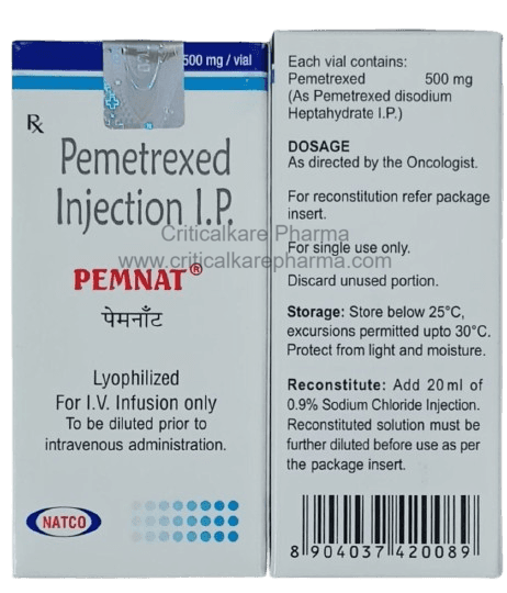 Pemnat Pemetrexed 500mg Injection Vial 1's