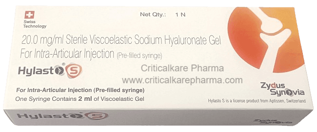 Hylasto S Sodium Hyaluronate 20mg Injection PFS (2ml) 1's